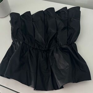TCEC Black tube top Strapless Ruffled Blouse